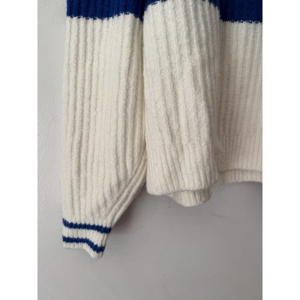 NWT Madewell Raglan Sleeve Striped Sweater Size Medium Blue White - Picture 7 of 9